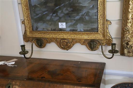 A George II giltwood and gesso wall mirror, W.1ft 10in. H.3ft 3in.